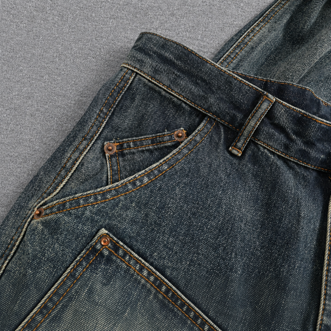 Vintage Distressed Double-Knee Utility Pants