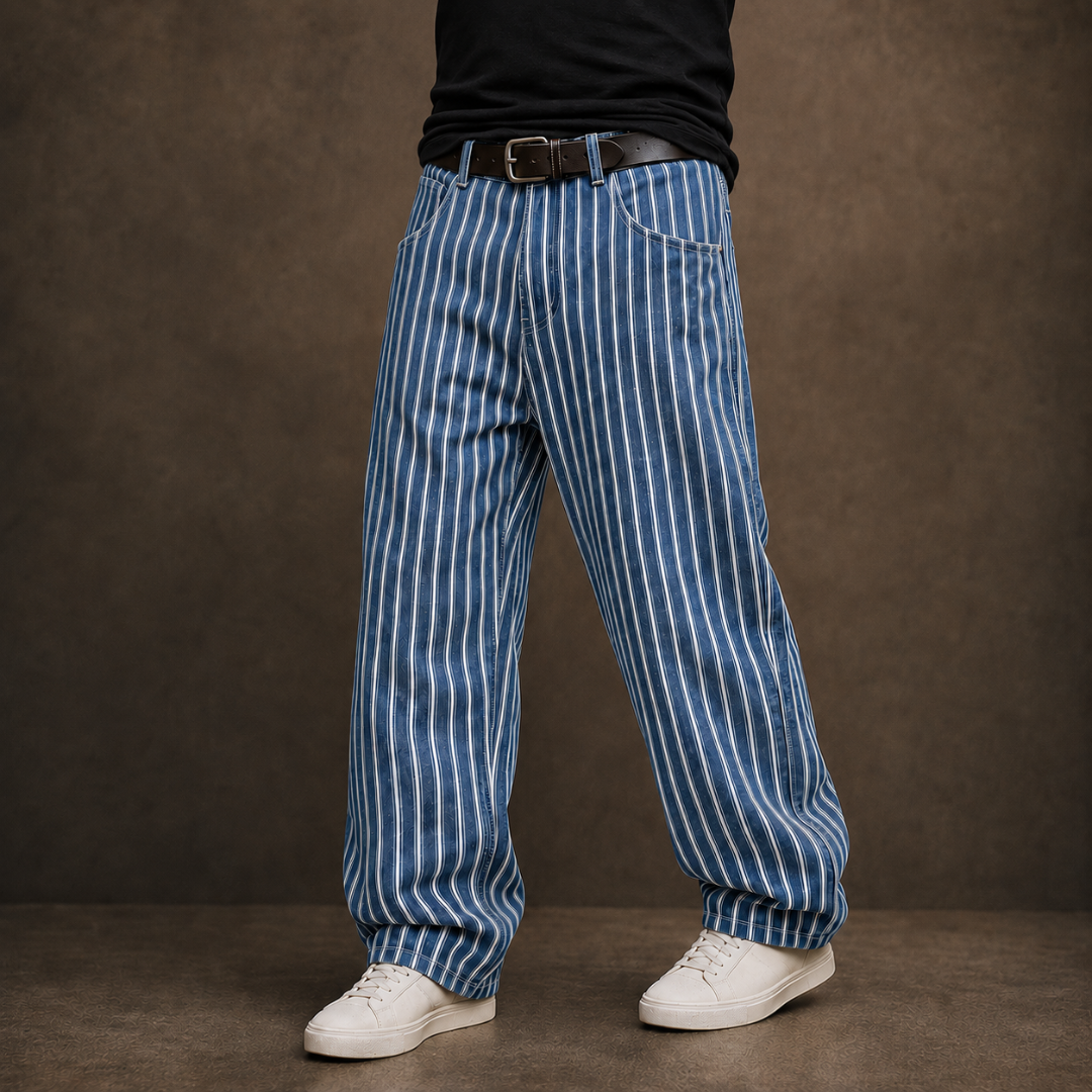 Vintage Mariner Straight-Leg Striped Pants