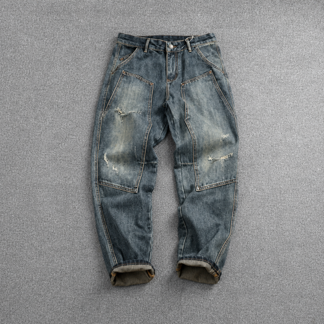 Vintage Distressed Double-Knee Utility Pants