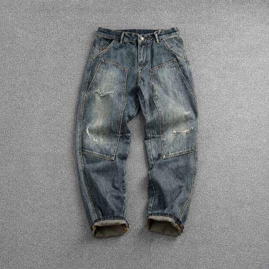 Vintage Distressed Double-Knee Utility Pants