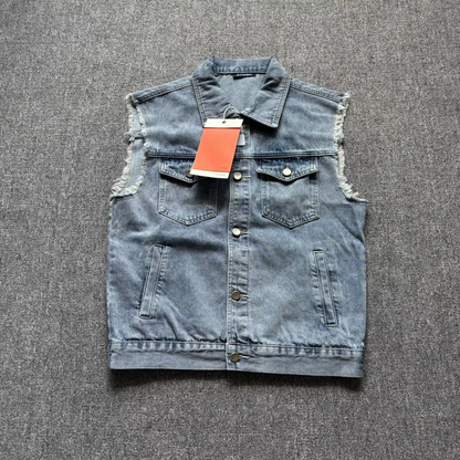 Vintage Distressed Denim Vest