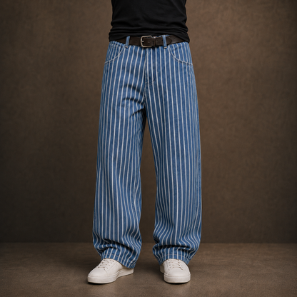 Vintage Mariner Straight-Leg Striped Pants