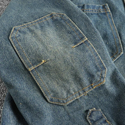 Distressed Denim Utility Shirt
