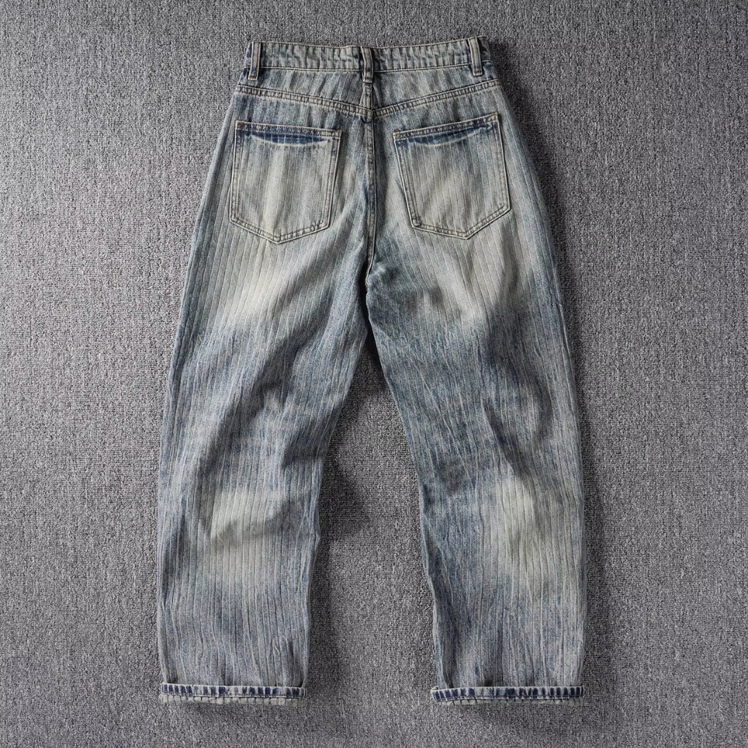 Vintage Washed Striped Jeans