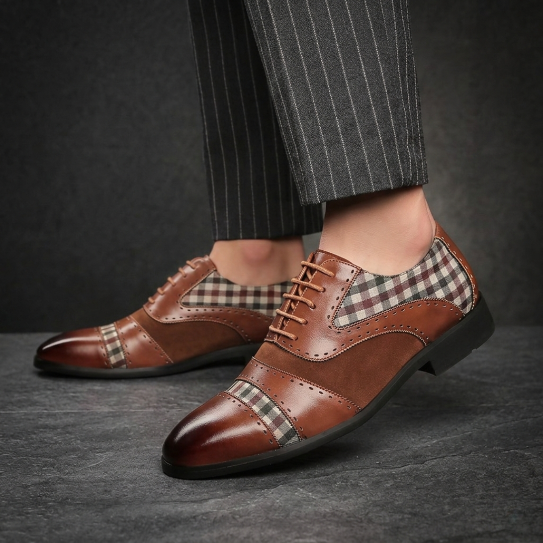 Rovanni Plaid Panel Oxfords