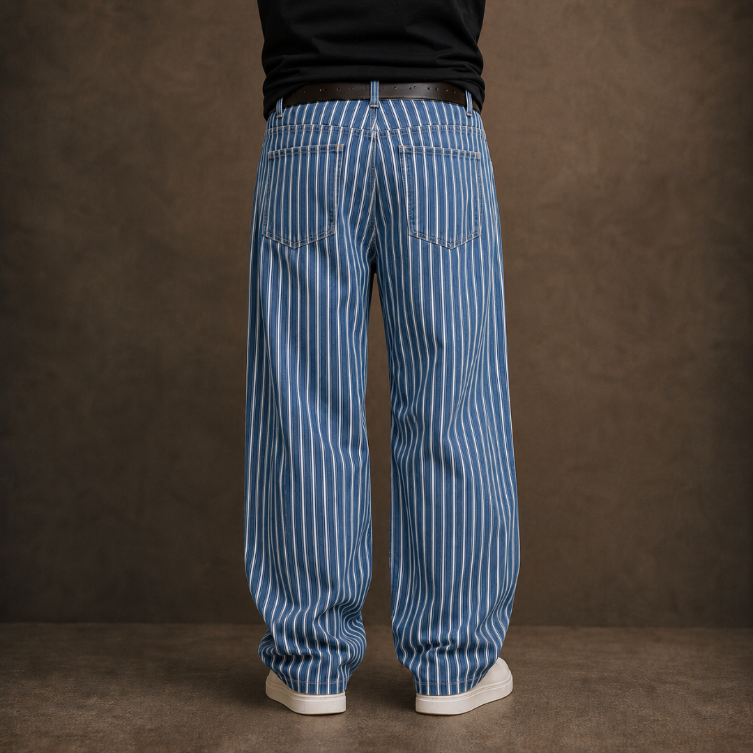 Vintage Mariner Straight-Leg Striped Pants