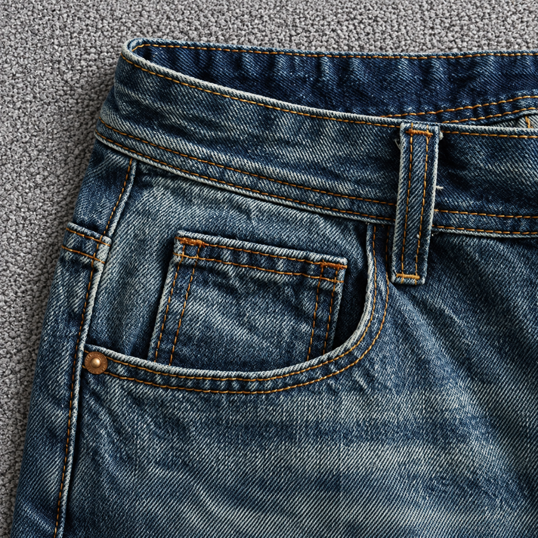 Vintage Zip-Pocket Double-Knee Jeans