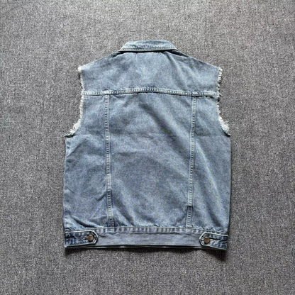 Vintage Distressed Denim Vest
