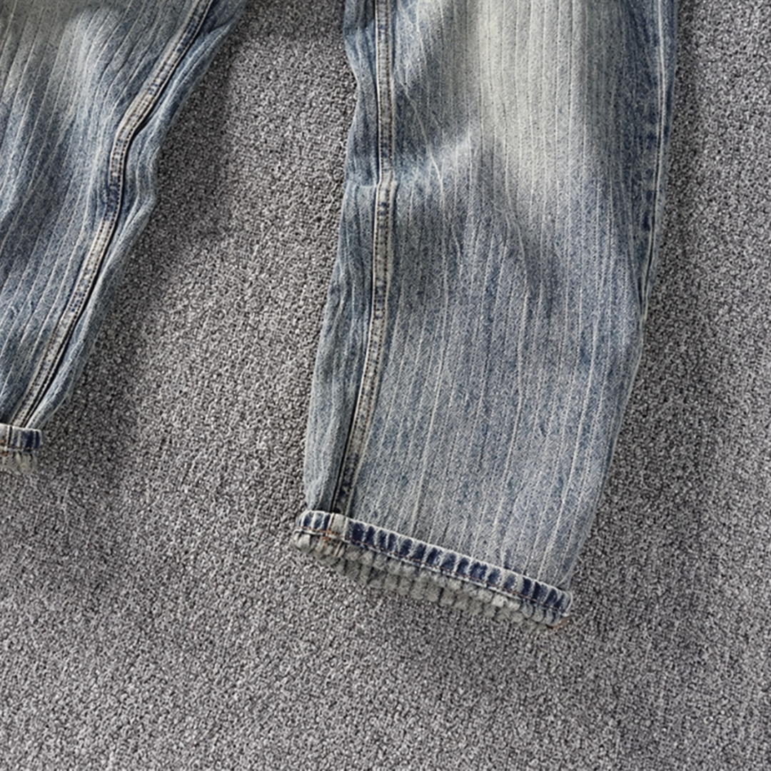Vintage Washed Striped Jeans