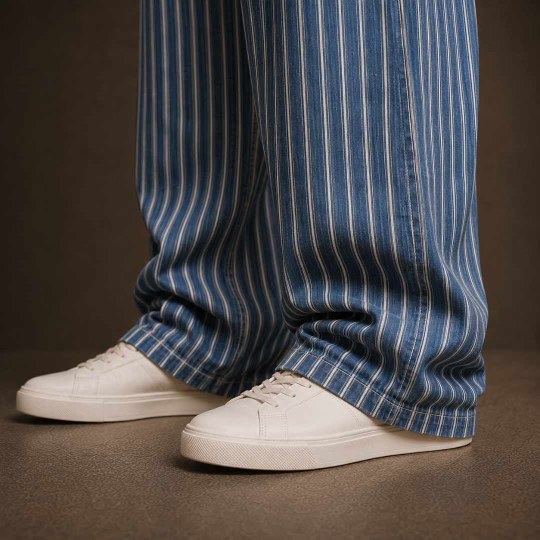 Vintage Mariner Straight-Leg Striped Pants