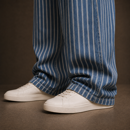 Vintage Mariner Straight-Leg Striped Pants