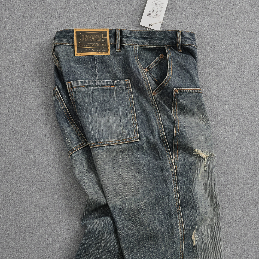 Vintage Distressed Double-Knee Utility Pants