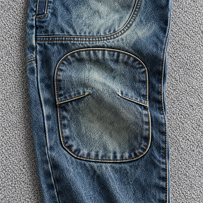 Vintage Zip-Pocket Double-Knee Jeans