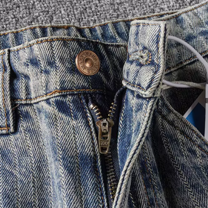 Vintage Washed Striped Jeans
