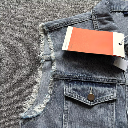 Vintage Distressed Denim Vest