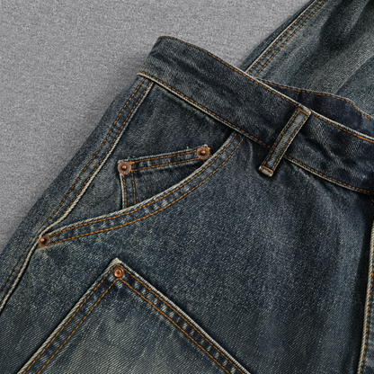 Vintage Distressed Double-Knee Utility Pants