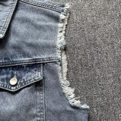 Vintage Distressed Denim Vest